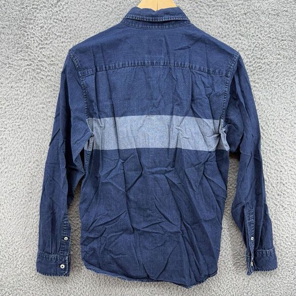 American Eagle Premium Indigo Classic Fit Button Down Blue Stripe Sz Small Shirt - Picture 7 of 8